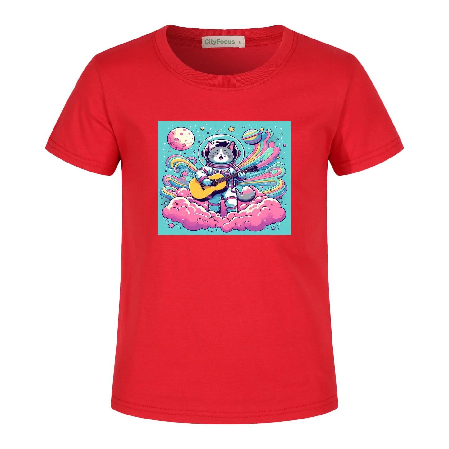 Cosmic Kitty Astronaut Kids T-Shirt 100% cotton 11 - Fun and Out-of-This-World