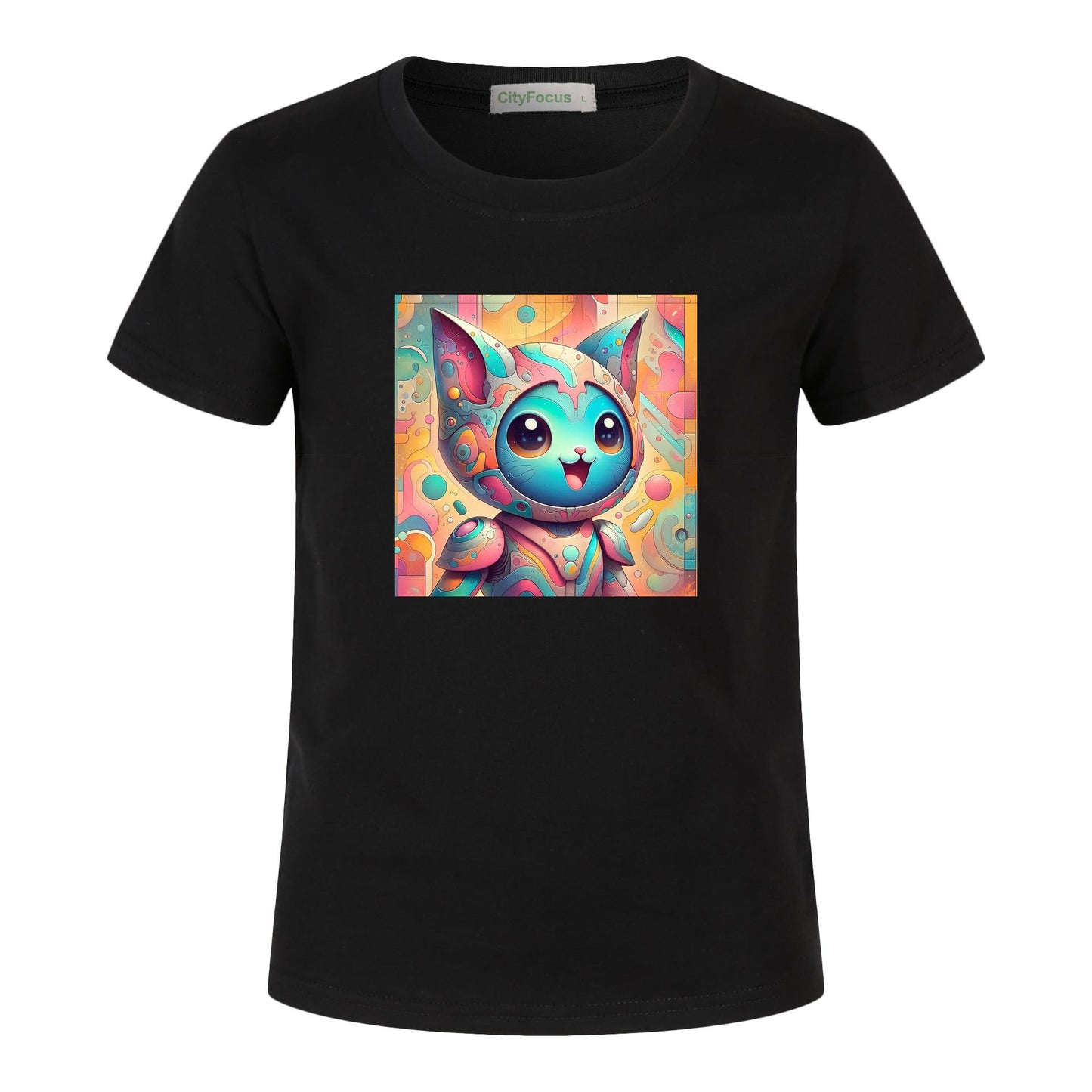 Futuristic Feline Fun Kids Tee 7