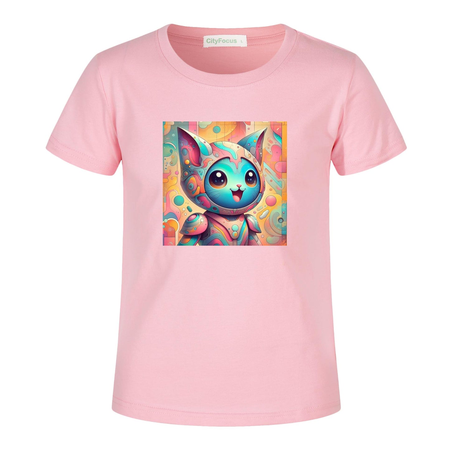 Futuristic Feline Fun Kids Tee 7