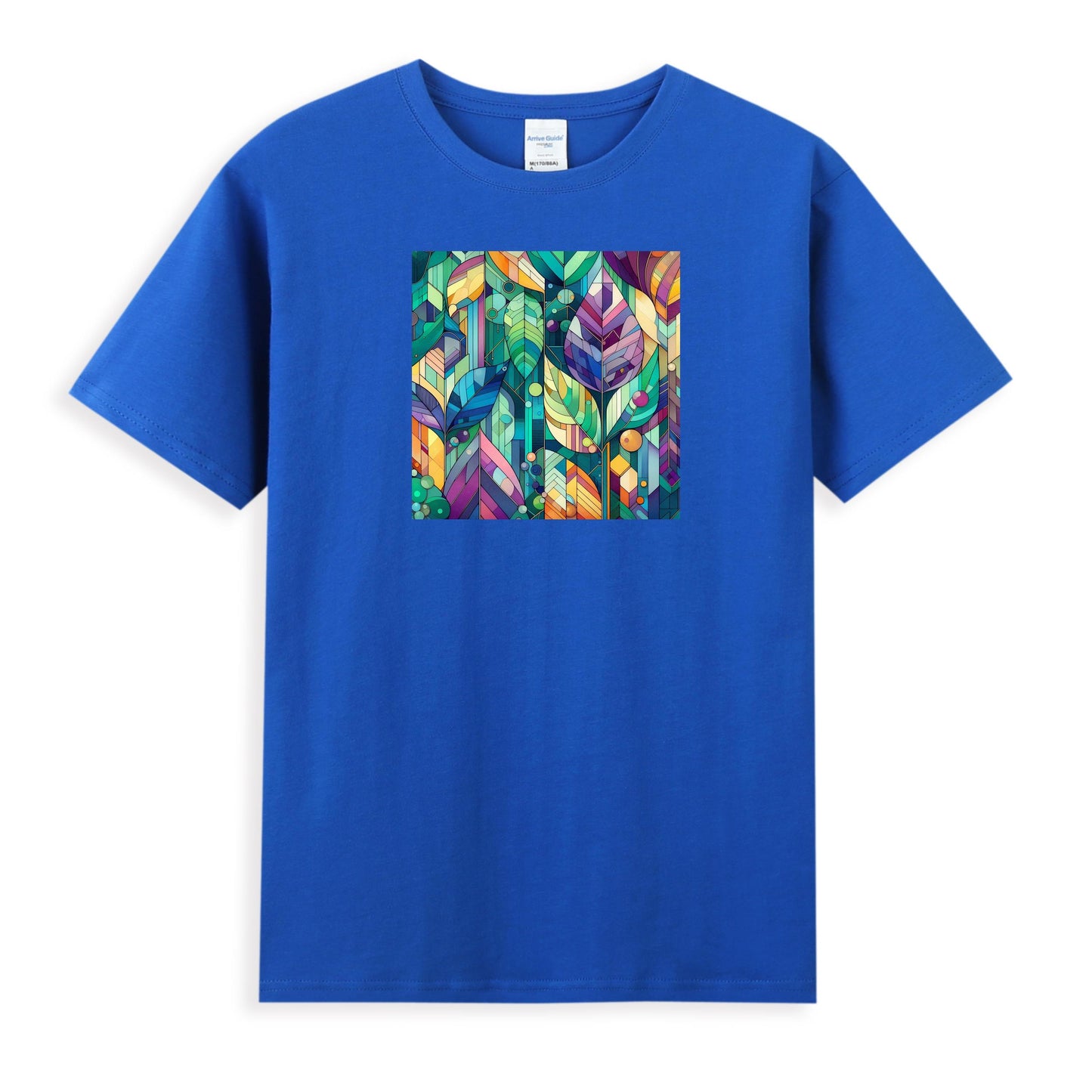 Women's Artistic Cotton T-Shirt - Colorful Nature-Inspired Abstract Design