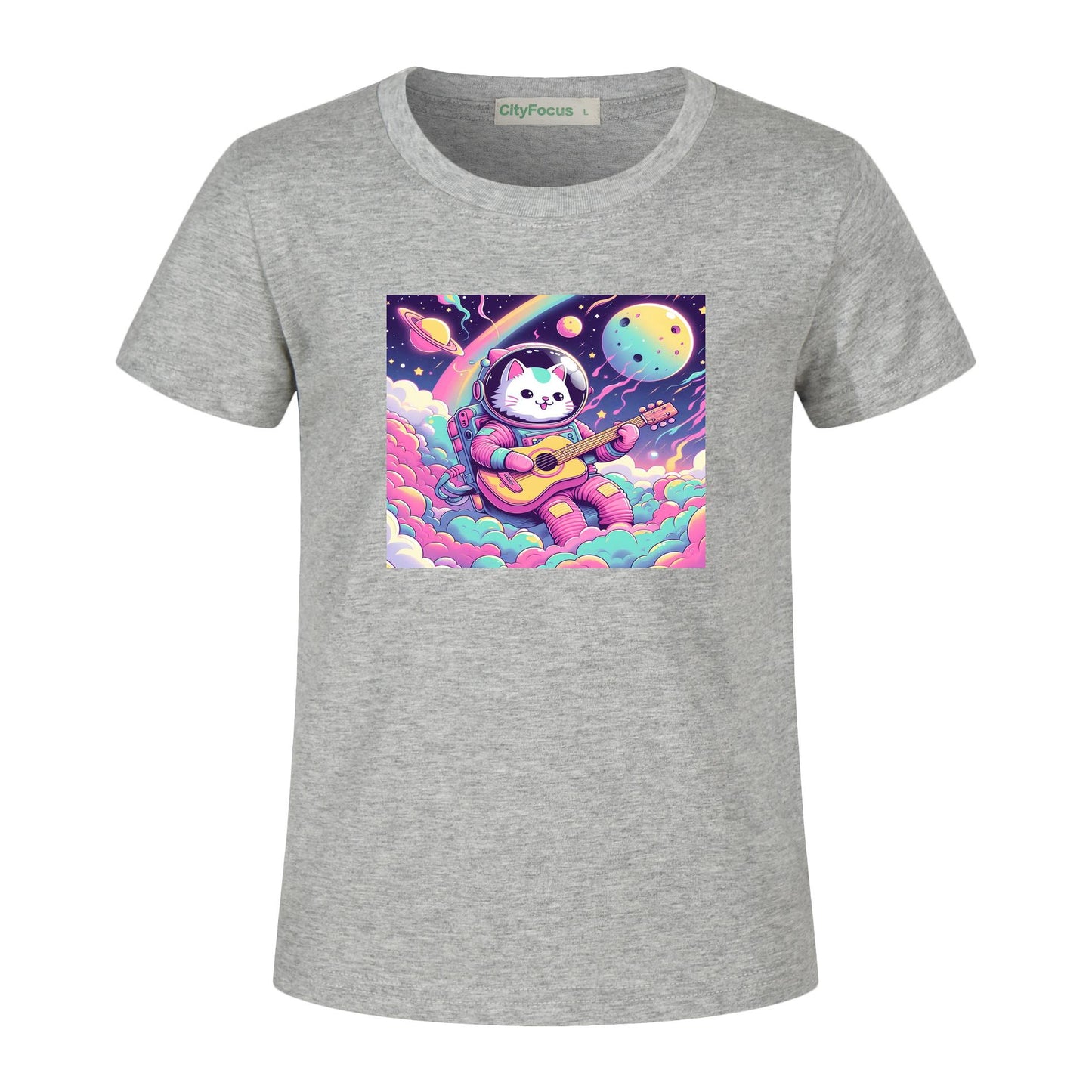 Cosmic Kitty Astronaut Kids T-Shirt 100% cotton 8 - Fun and Out-of-This-World