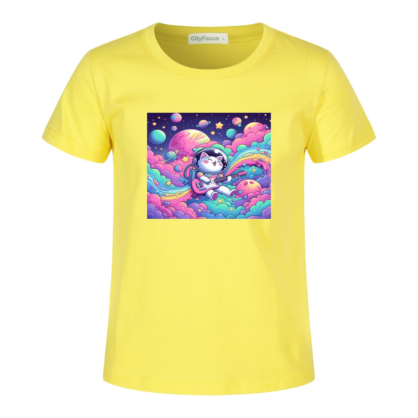 Cosmic Kitty Astronaut Kids T-Shirt 100% cotton 7 - Fun and Out-of-This-World