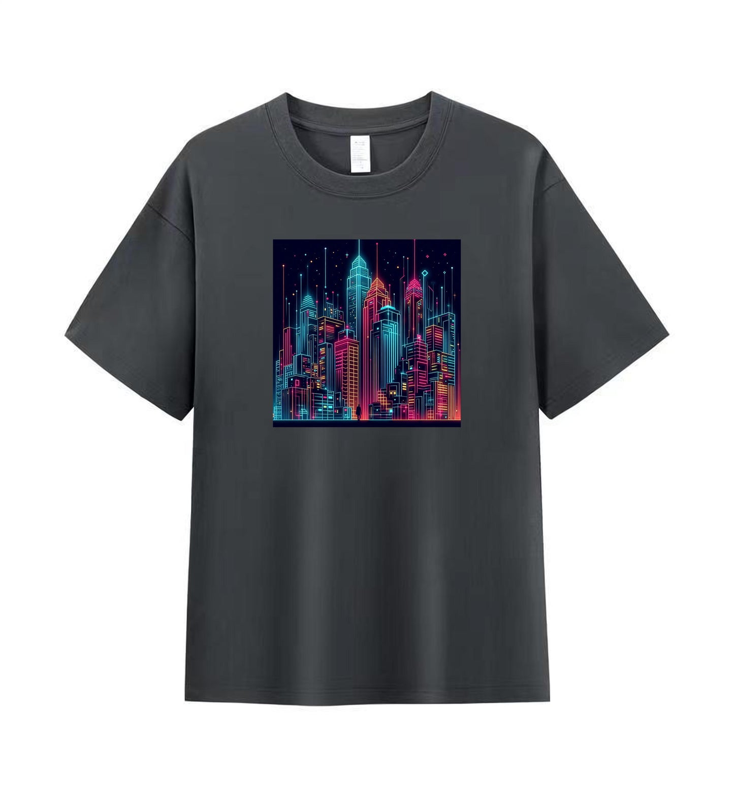 Neon Dreams 2 - 100% Cotton Lone Man in Urban Landscape T-Shirt