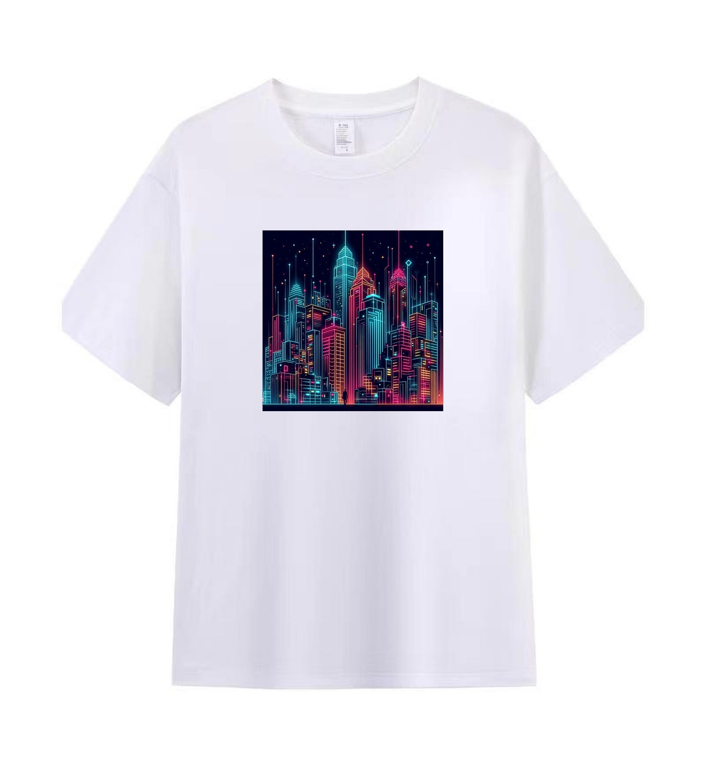 Neon Dreams 2 - 100% Cotton Lone Man in Urban Landscape T-Shirt