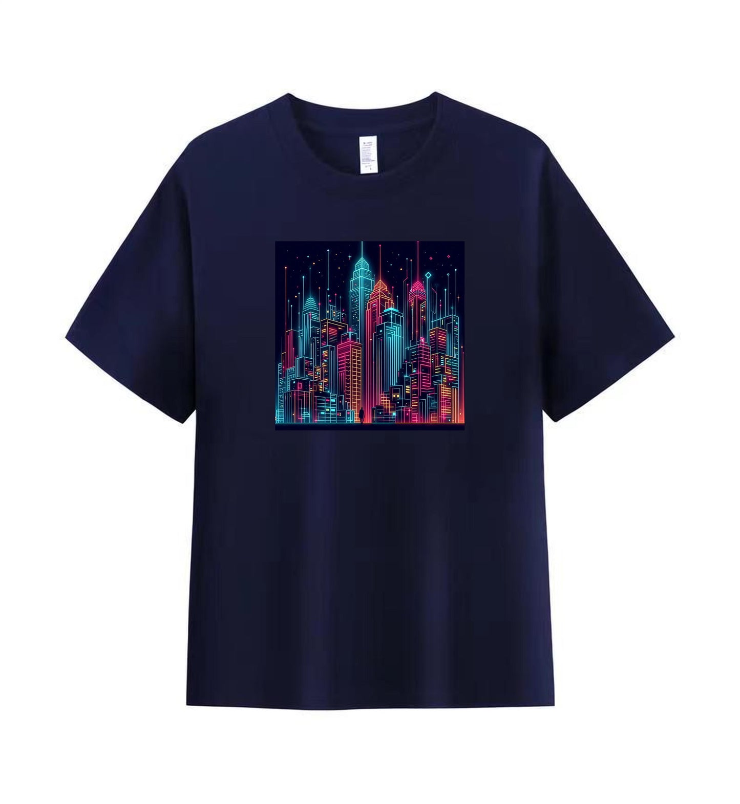 Neon Dreams 2 - 100% Cotton Lone Man in Urban Landscape T-Shirt