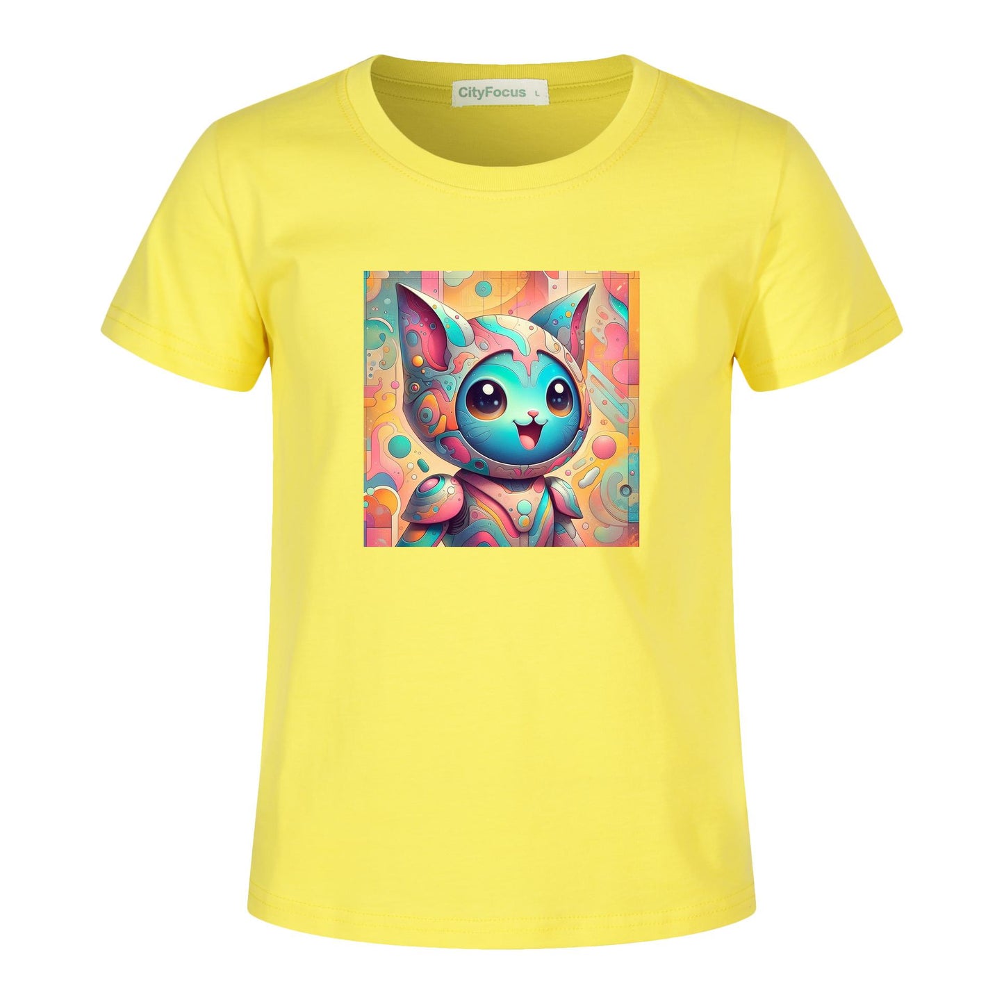 Futuristic Feline Fun Kids Tee 7