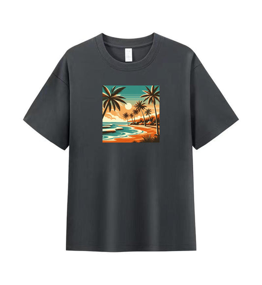 Sunset Serenity 4 - 100% Cotton Tropical Beach T-Shirt Design