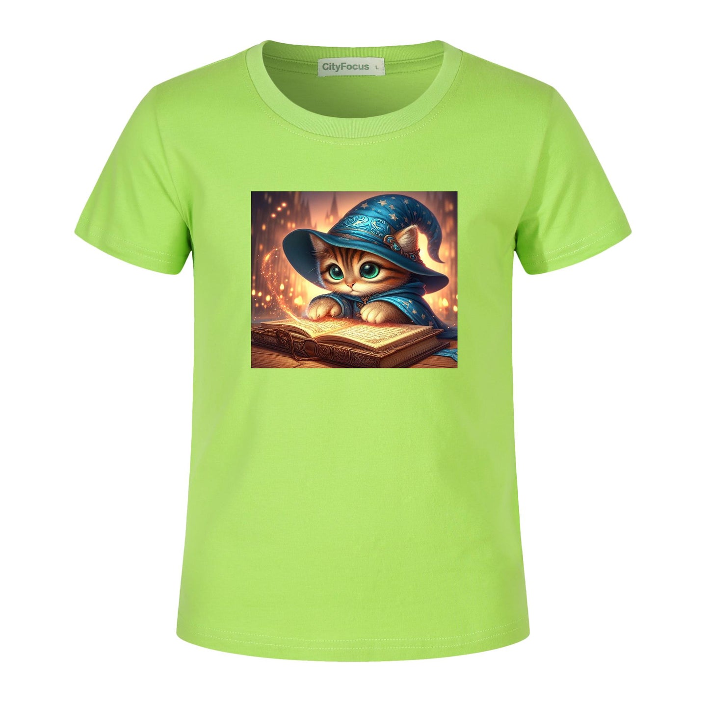 100% cotton Magical Wizard Cat Kids T-Shirt 8 - Enchanting and Cozy