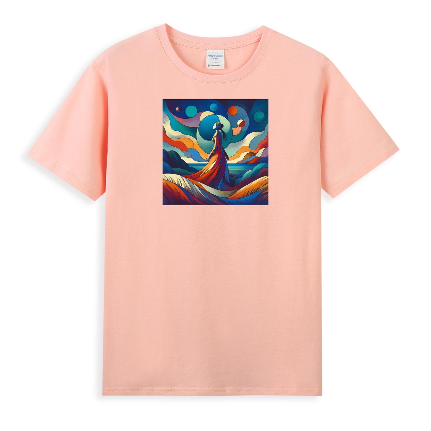 Women's Graphic T-Shirt - Divine Feminine in Abstract Celestial Landscape