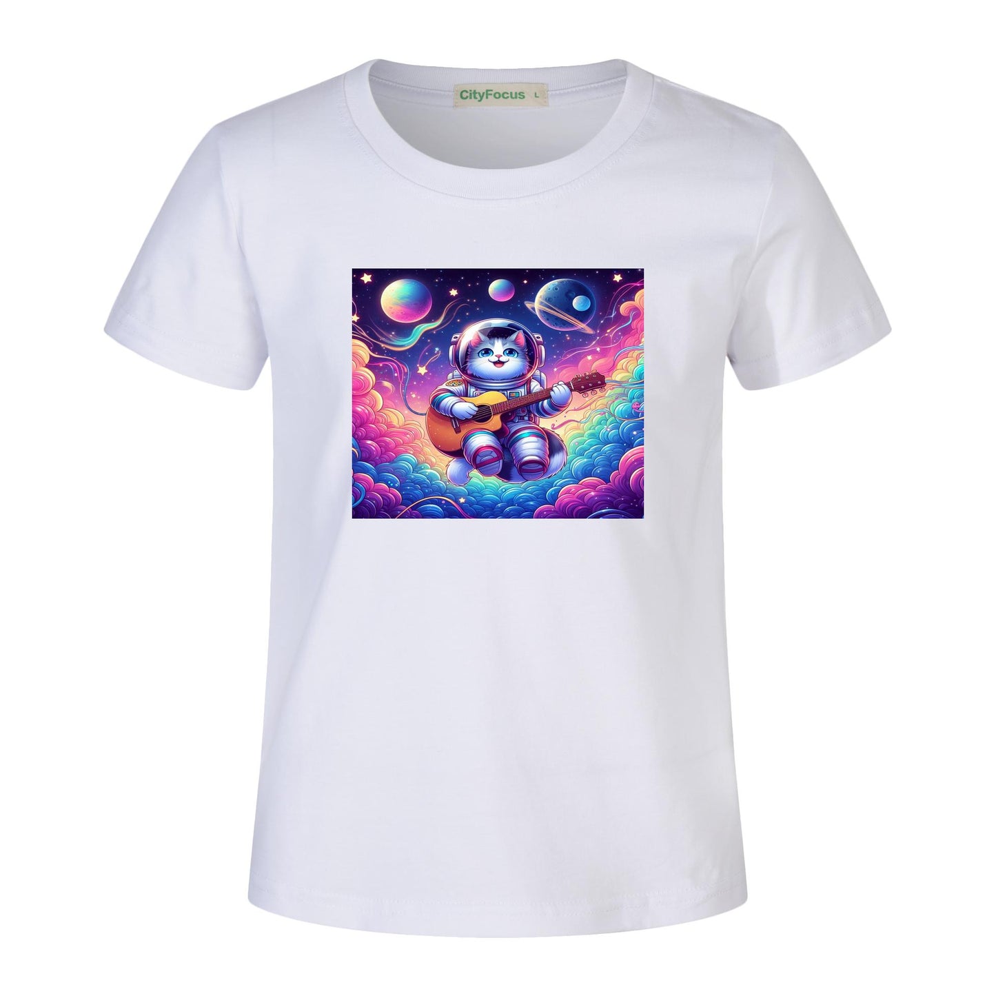 Cosmic Kitty Astronaut Kids T-Shirt 100% cotton 10 - Fun and Out-of-This-World