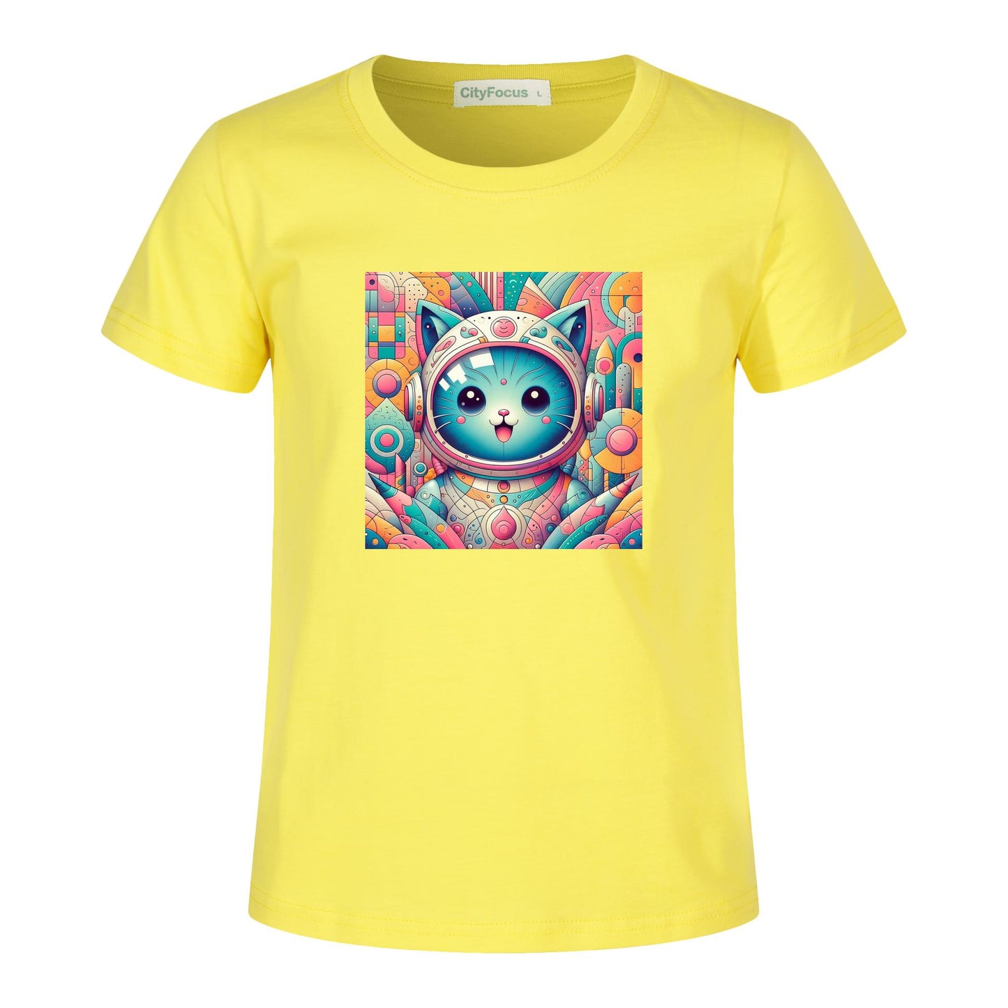 Futuristic Feline Fun Kids Tee 9