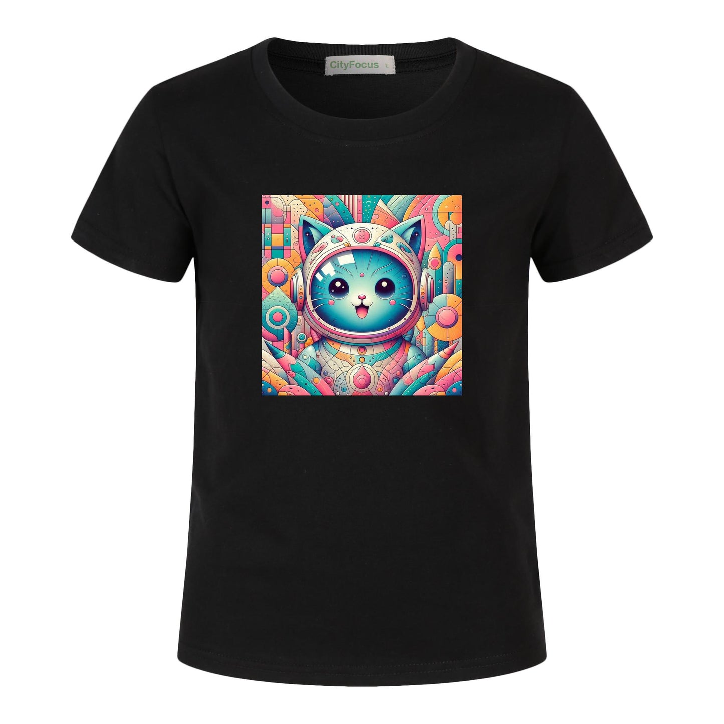 Futuristic Feline Fun Kids Tee 9