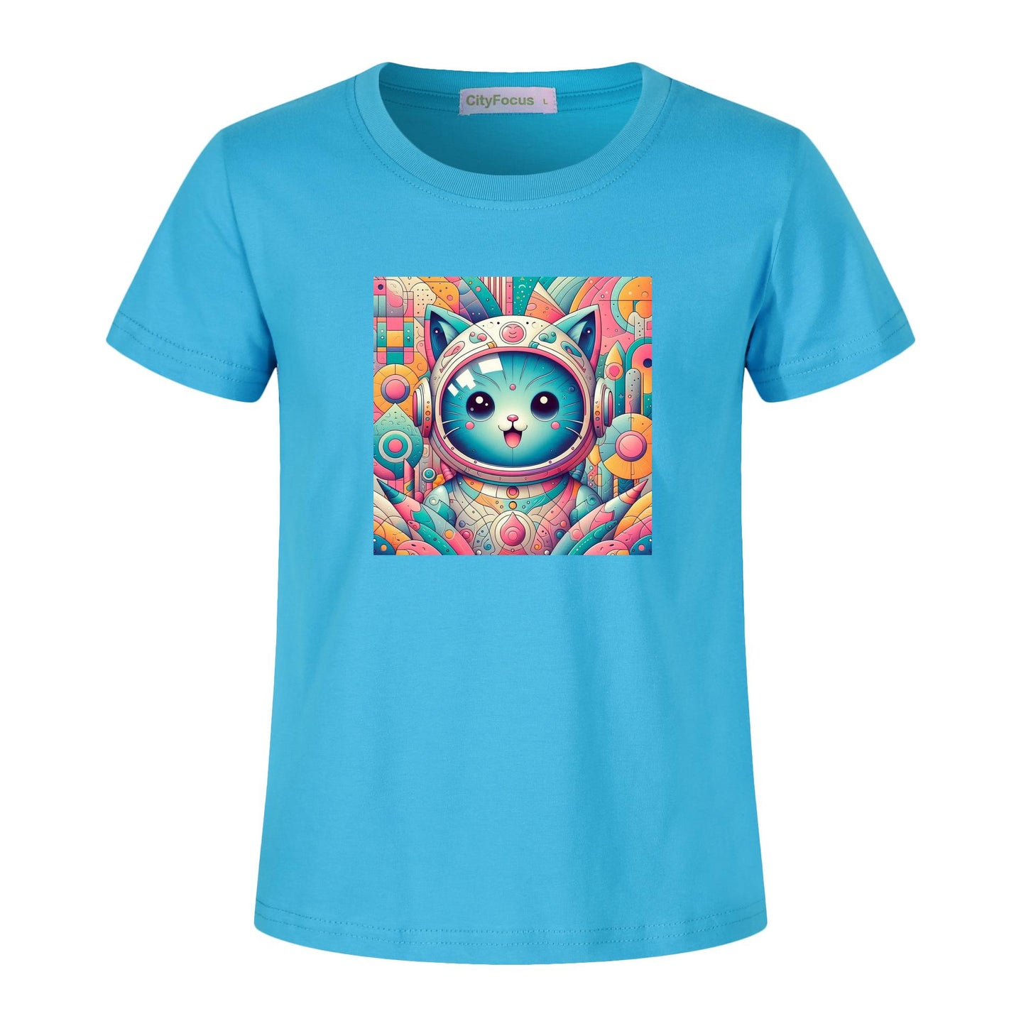 Futuristic Feline Fun Kids Tee 9