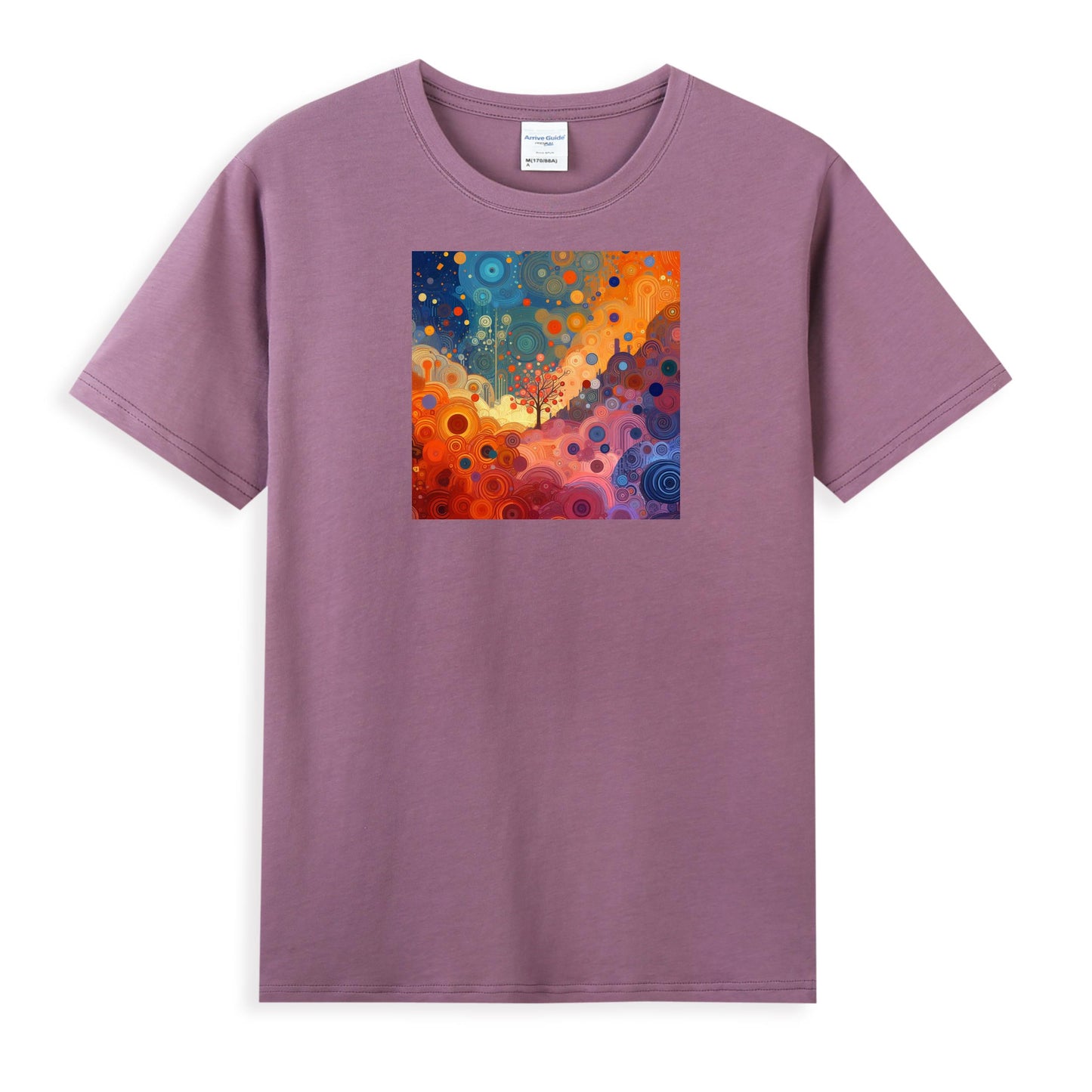 Women's Artistic Cotton Tee - Celestial Abstract Art