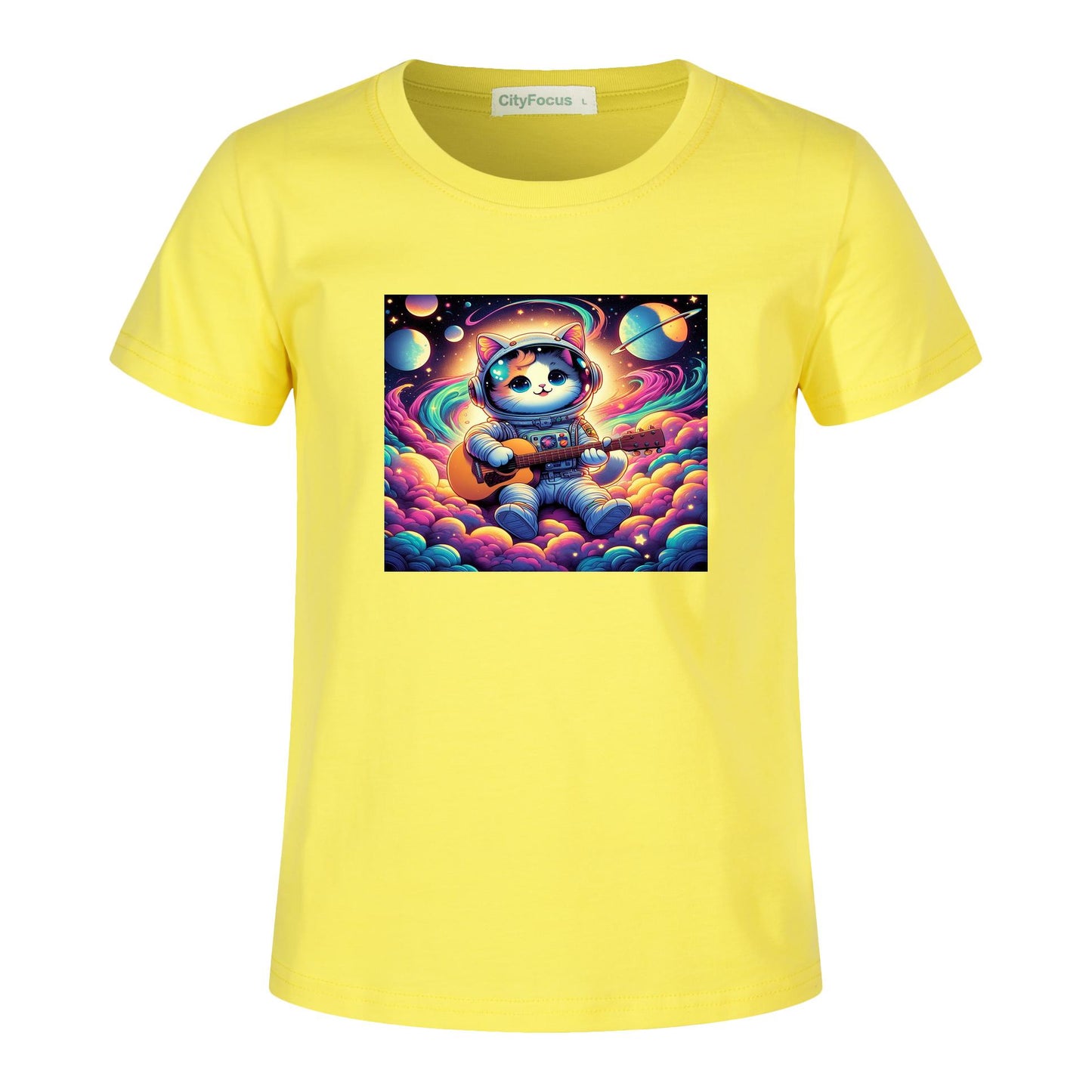 Cosmic Kitty Astronaut Kids T-Shirt 100% cotton 4 - Fun and Out-of-This-World