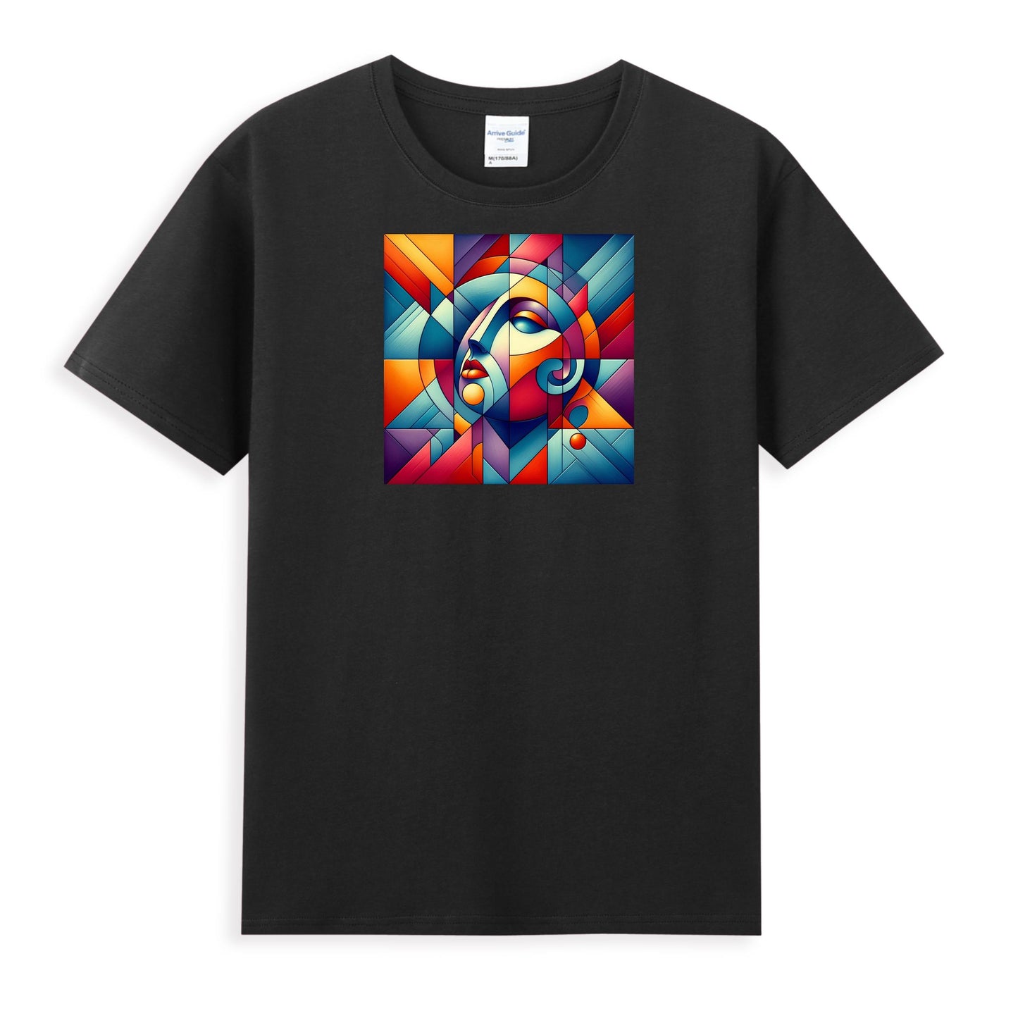 Women's 100% Cotton Tee - Geometric Grace in Abstract Portrait