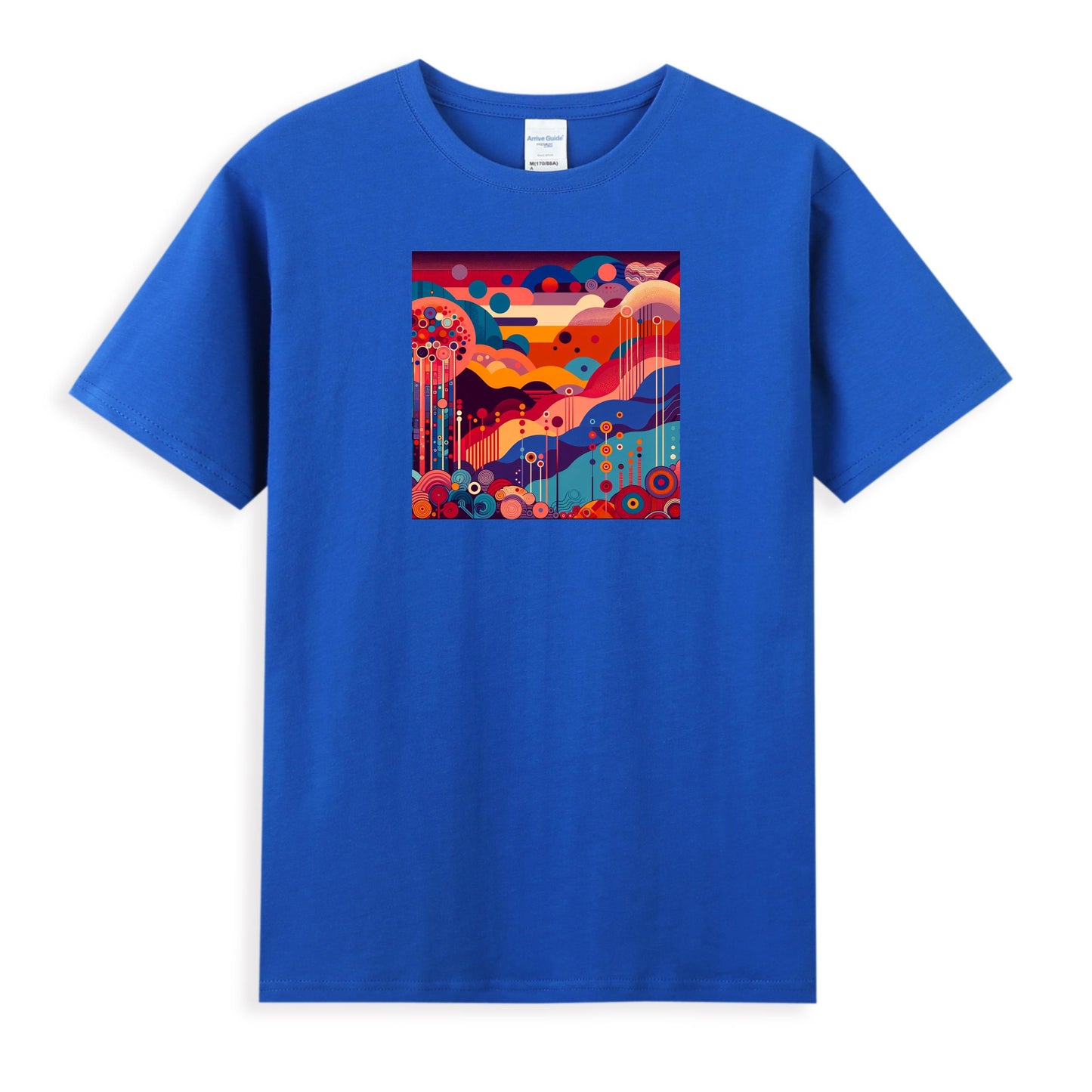 Women's Graphic T-Shirt - Bold Abstract Scene with Geometric Flair