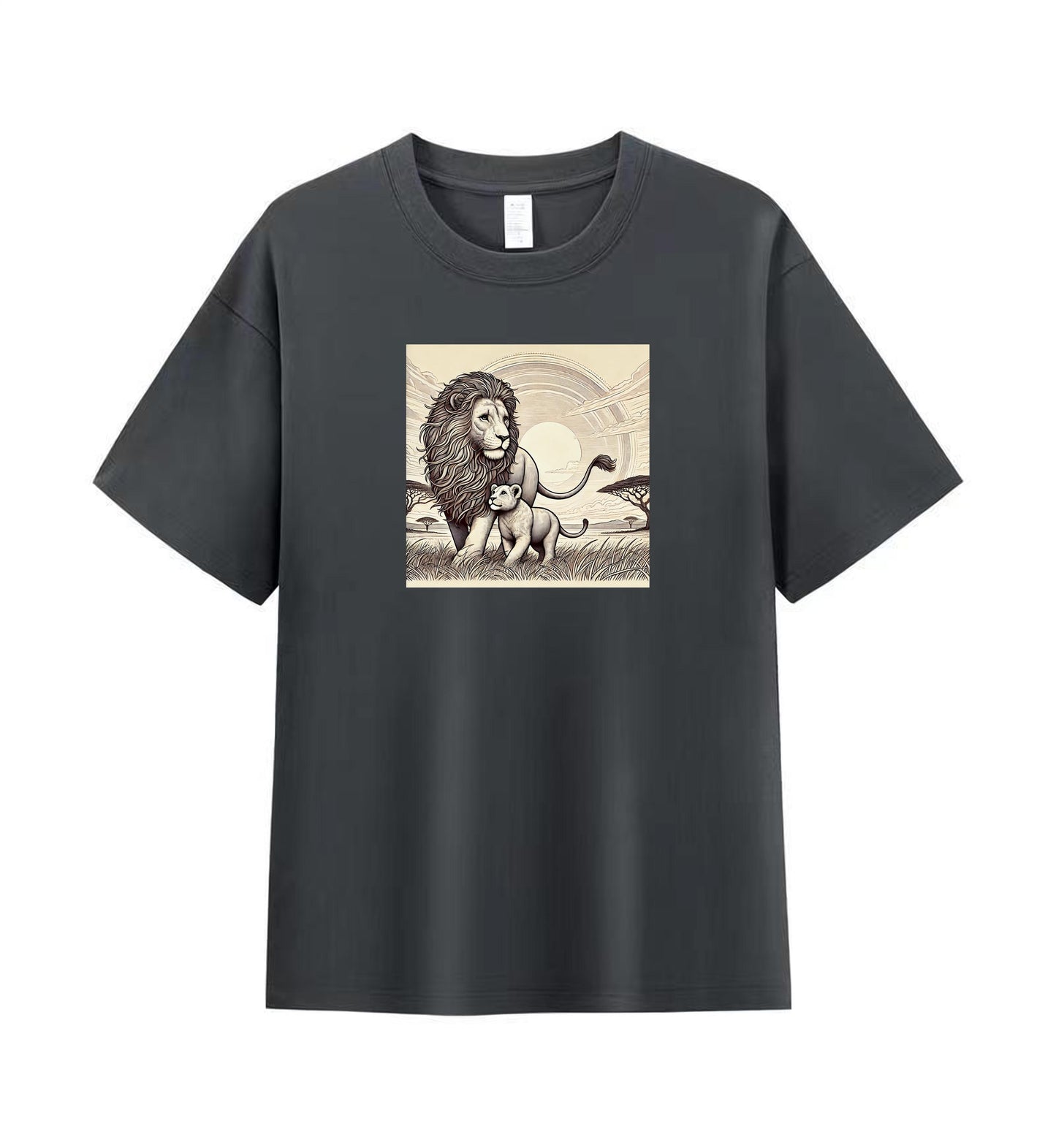 Men's Artistic Cotton T-Shirt - Lion and Cub in the Wild 5