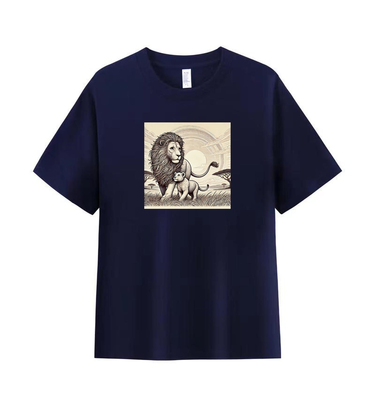 Men's Artistic Cotton T-Shirt - Lion and Cub in the Wild 5