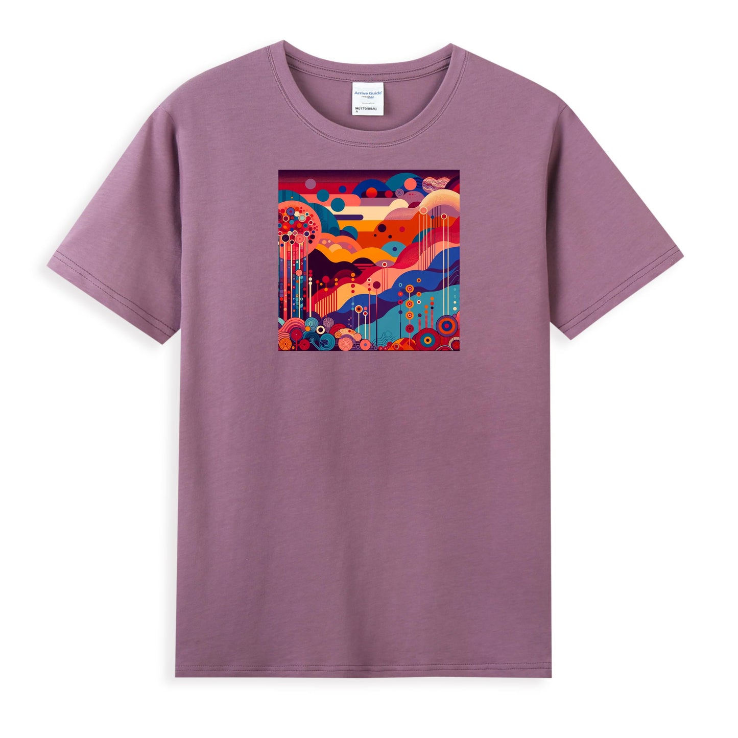 Women's Graphic T-Shirt - Bold Abstract Scene with Geometric Flair