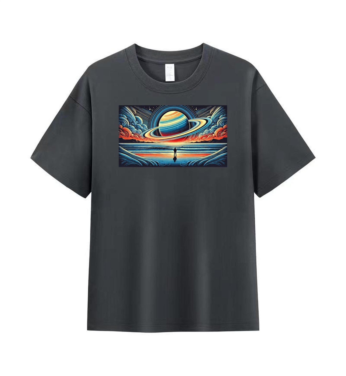 Men's 100% Cotton T-Shirt - Surreal Planetary Landscape Graphic