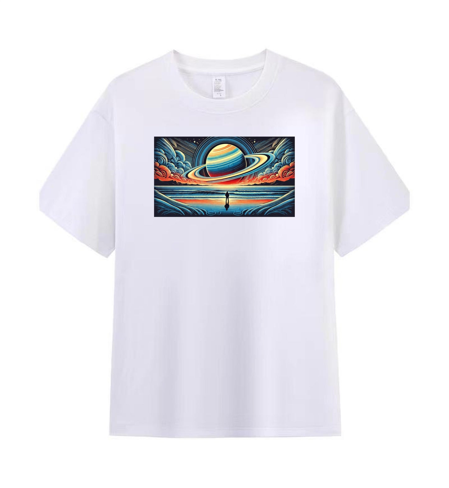 Men's 100% Cotton T-Shirt - Surreal Planetary Landscape Graphic