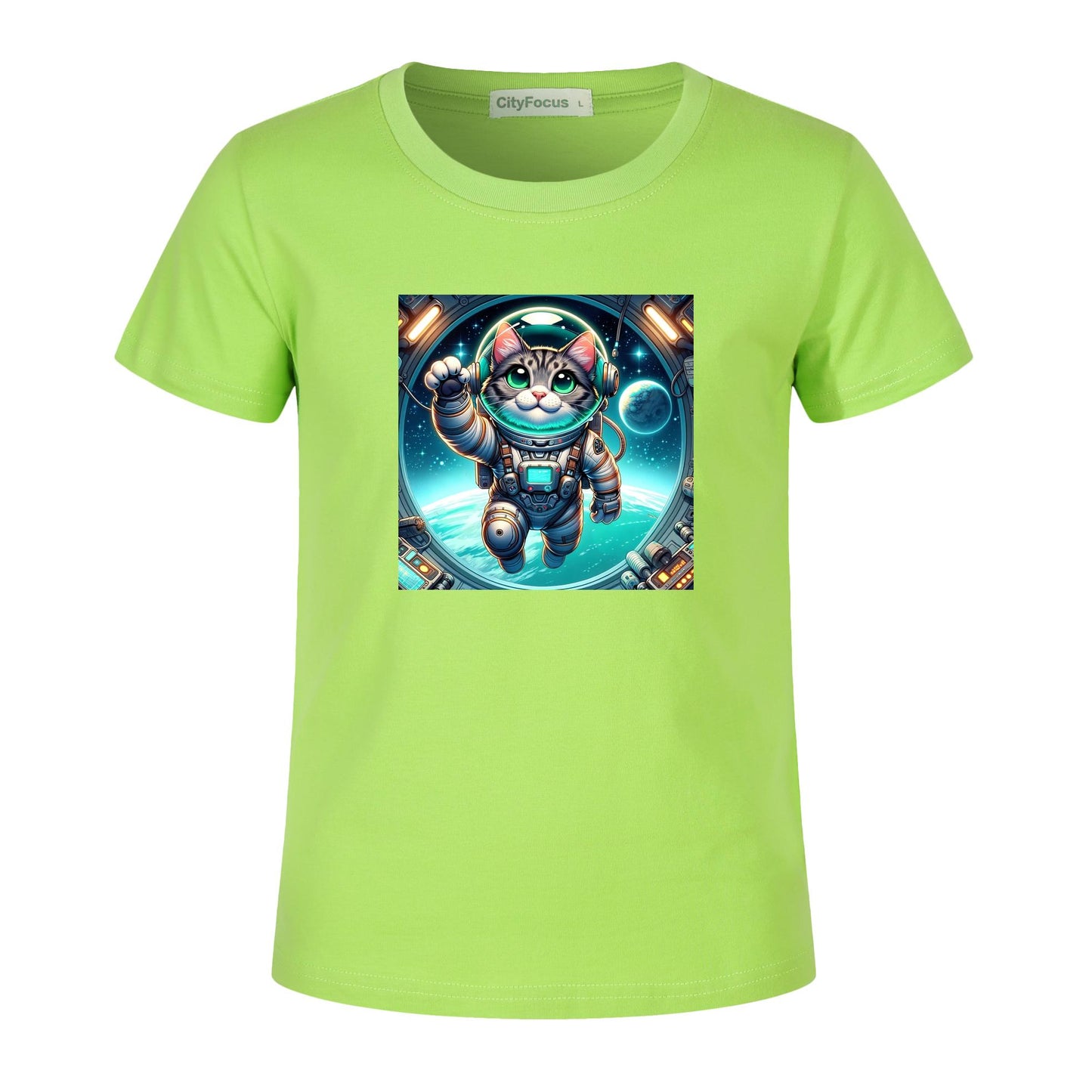 Space Explorer Cat Kids Tee 1