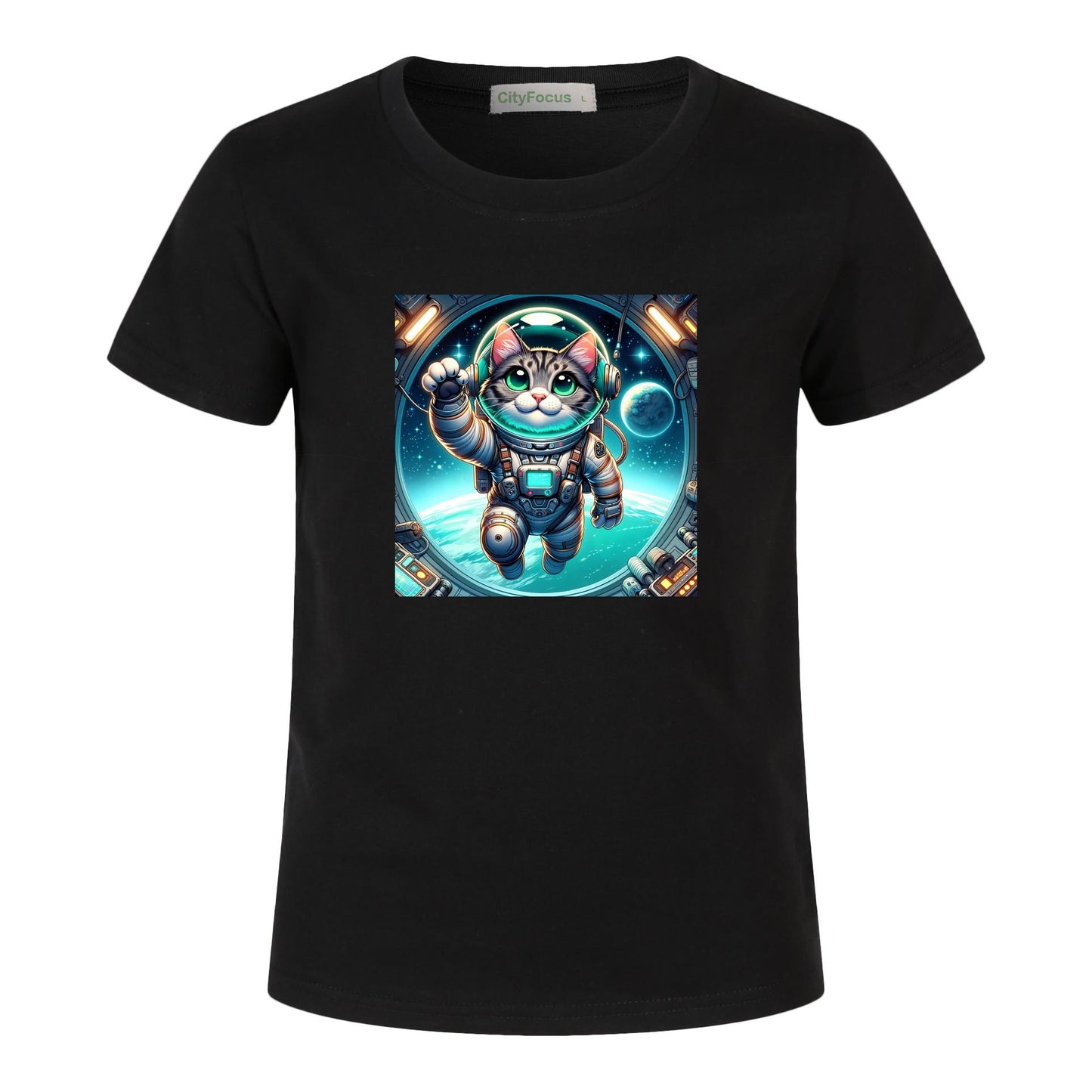 Space Explorer Cat Kids Tee 1