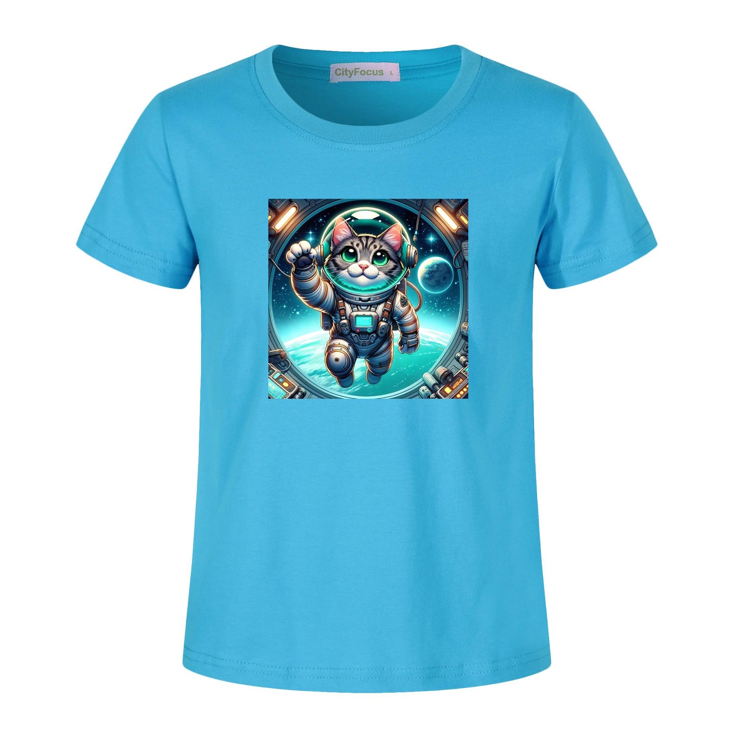 Space Explorer Cat Kids Tee 1