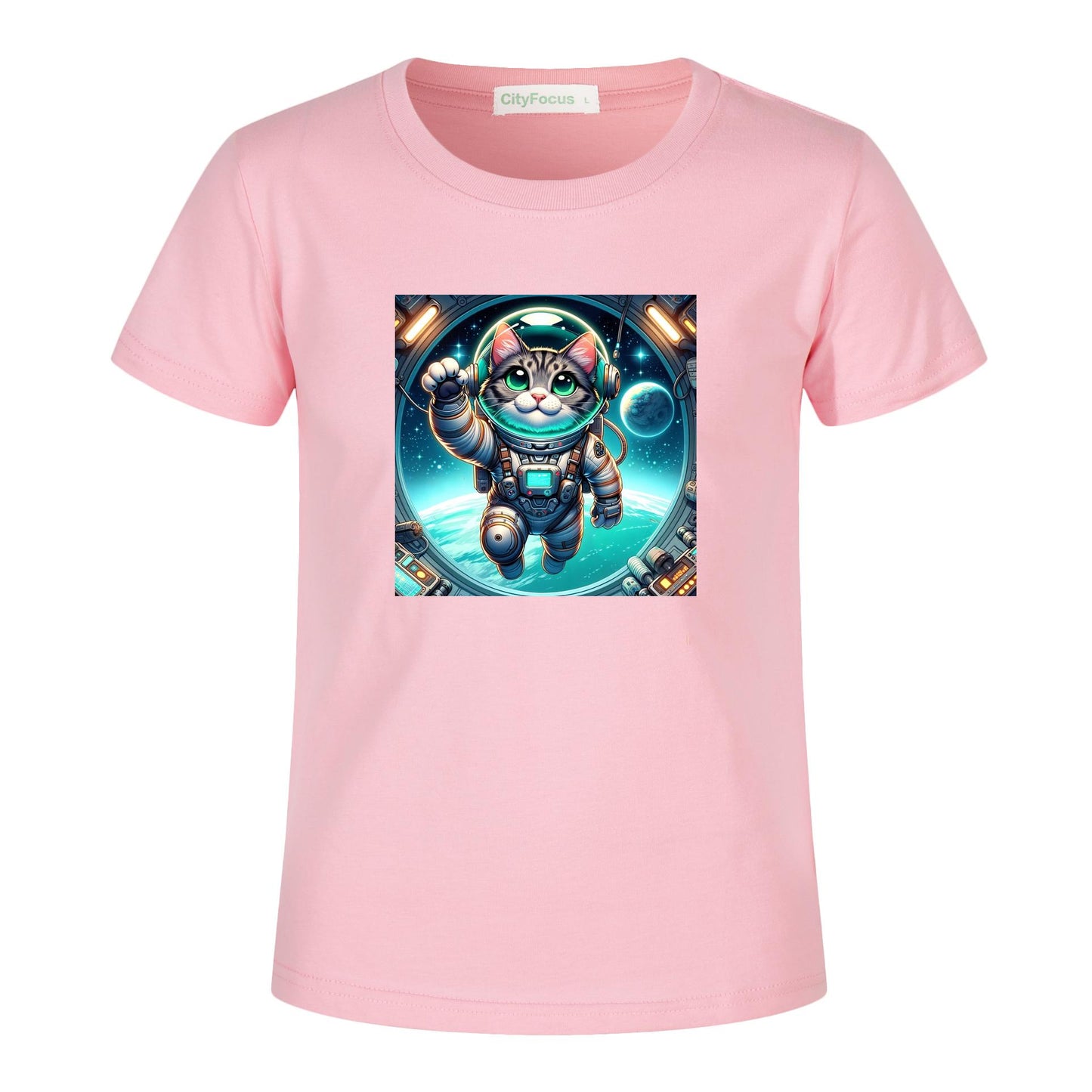 Space Explorer Cat Kids Tee 1